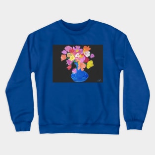 Colorful Flowers in a Blue Vase Crewneck Sweatshirt